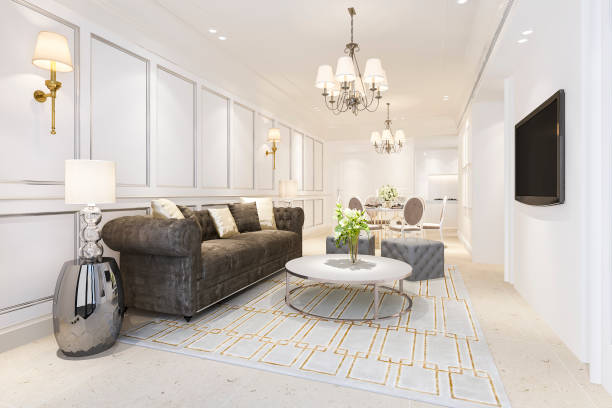 istock 3d rendering modern dining room and living room with luxury decor 1164831098