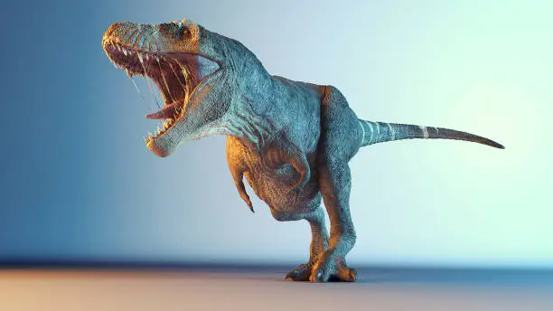 Tyrannosaurus-rex posing in studio. 3d render