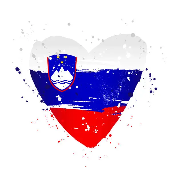 Vector illustration of Slovenian flag in the form of a big heart.