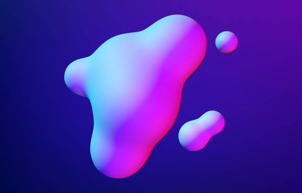 ilustrações de stock, clip art, desenhos animados e ícones de abstract vector 3d fluid metaball shape with balls slime in motion and synthwave or 80s retrowave style - backgrounds purple abstract softness