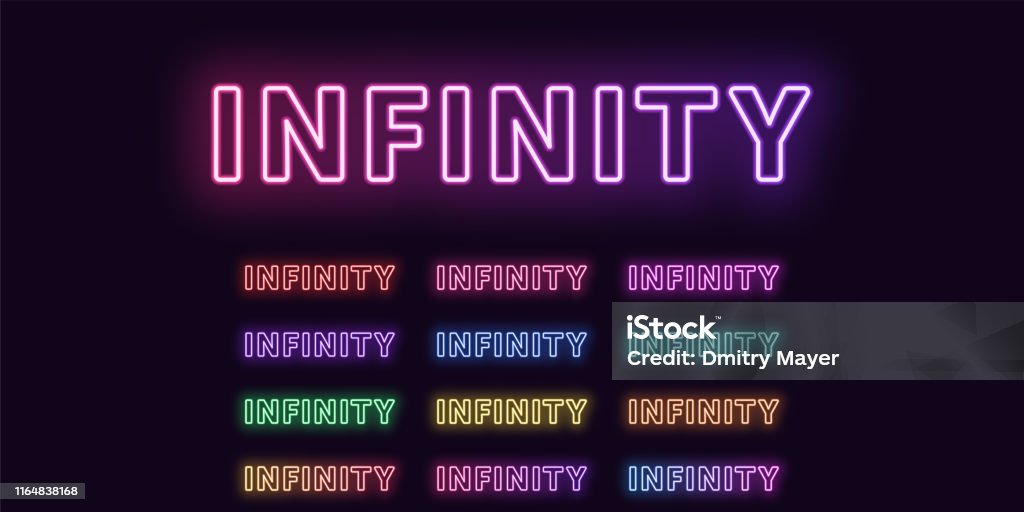 Infinity Neon Letters Neon Text Infinity Expressive Title Infinity Word Stock Illustration ...