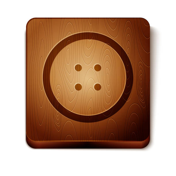 istock Brown Sewing button for clothes icon isolated on white background. Clothing button. Wooden square button. Vector Illustration 1164847290