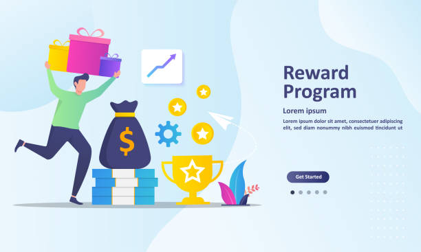 Earn Point concept, Loyalty program and get rewards, Suitable for web landing page, ui, mobile app, banner template. Vector Illustration. Earn Point concept, Loyalty program and get rewards, Suitable for web landing page, ui, mobile app, banner template. Vector Illustration. fidelity investments stock illustrations