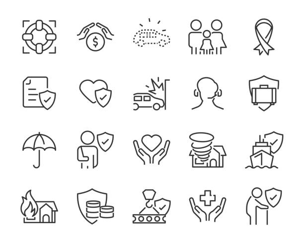 versicherungssymbole wie risiko, hilfe, service, pflege - insurance symbol computer icon travel stock-grafiken, -clipart, -cartoons und -symbole