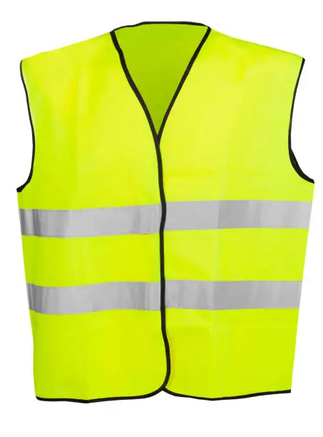 Photo of Yellow high visibility safety vest isolated on white background