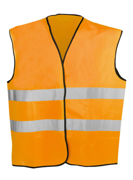 istock Orange high visibility safety vest on white background 1164856330