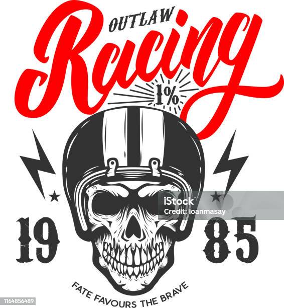 Outlaw Racing Graphics Outlaw Racing Emblem Template With Skull In Racer Helmet Design Element ...