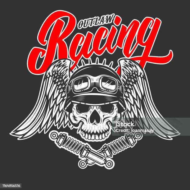 Outlaw Racing Graphics Outlaw Racing Emblem Template With Skull In Racer Helmet Design Element ...