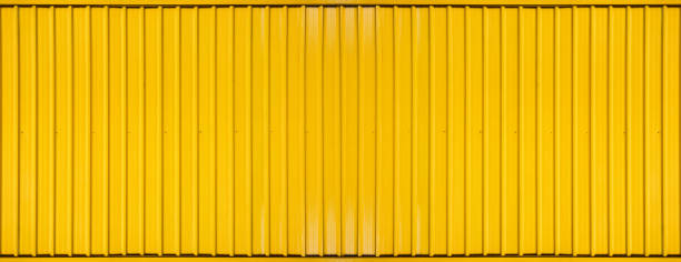 Yellow box container striped line textured background Panorama of Yellow box container striped line textured background metal wall stock pictures, royalty-free photos & images