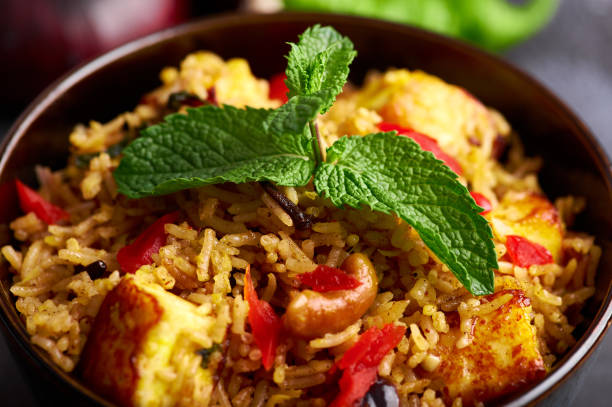 istock vegetarian paneer biryani at black background 1164866874