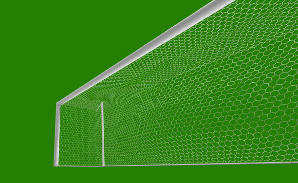 istock 3D soccer gate on green screen. 1164866955