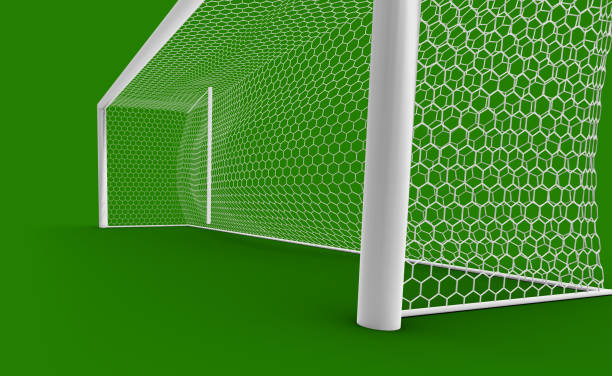 istock 3D soccer gate on green screen. 1164867867