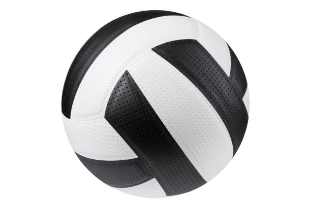 istock leather volleyball, white color combined with black, isolated on white background 1164868111