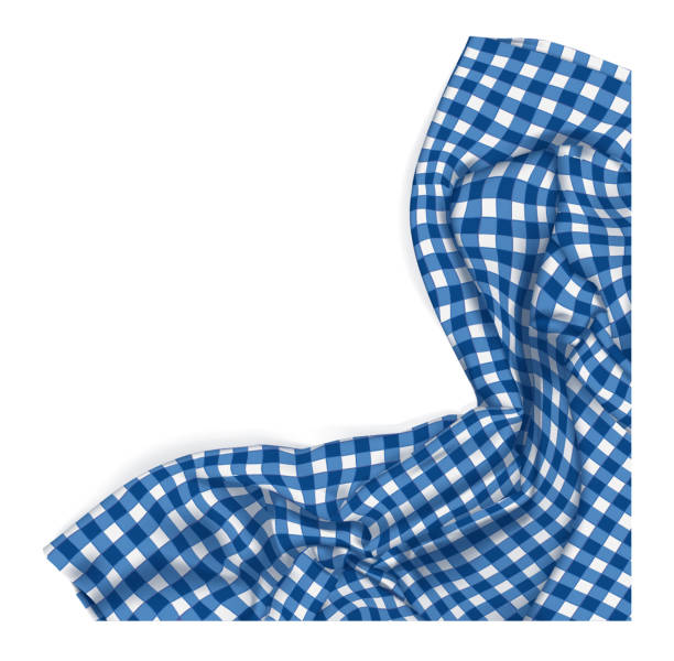 синяя ткань скатерть изолированы - checked blue tablecloth plaid stock illustrations