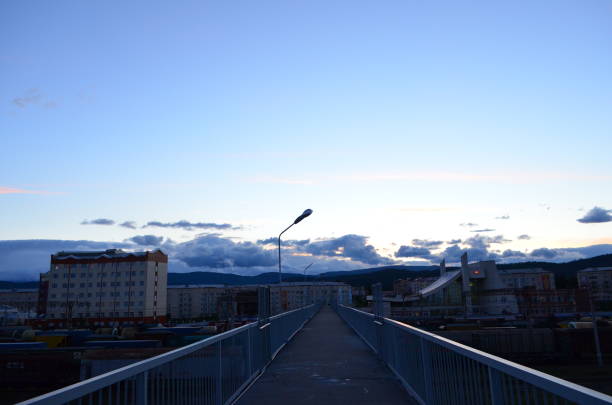 Nice little siberian town Severobaikalsk, summer evening