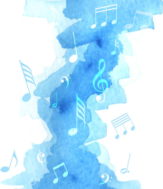 music note watercolor watercolor musical concert painted image orchestra abstract stock illustrations