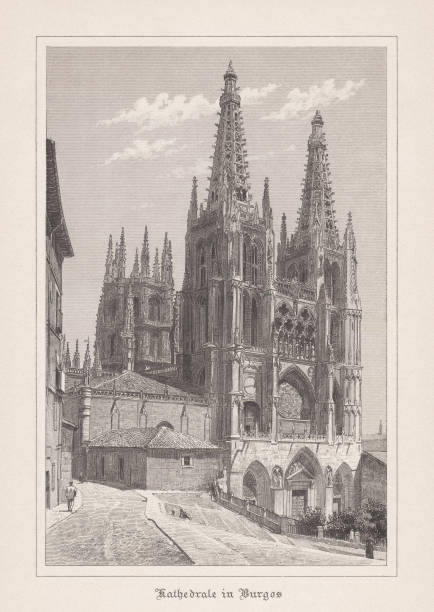 istock Cathedral in Burgos, Castile, Spain, steel engraving, published in 1892 1164873730