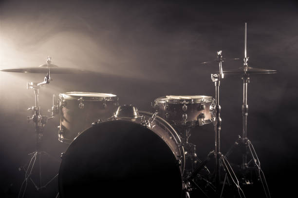 istock Drum Set On A Stage At Dark Background. Musical Drums Kit On Stage. 1164873872