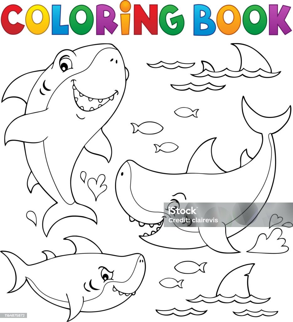 색칠 공부 상어 주제 컬렉션 1 바다에 대한 스톡 벡터 아트 및 기타 이미지 - 바다, 컬러링 북 페이지-일러스트레이션 기법, 대형 -  Istock