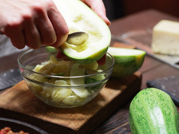 istock Preparing zucchini boats 1164877106