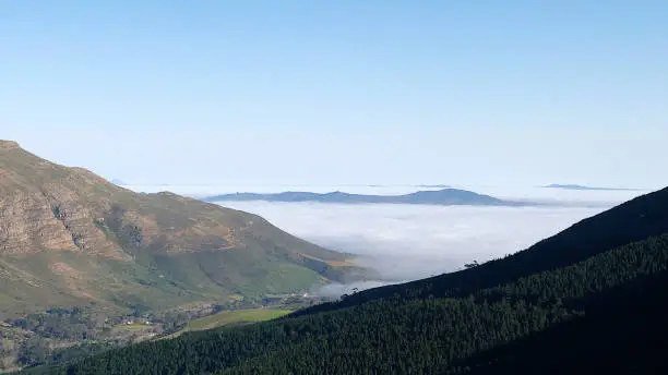 Photo of Low lying clouds over Stellenbosch Cape Winelands