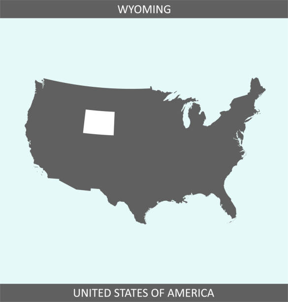 Wyoming map USA printable Vector outline map of Wyoming state of United States of America. The map is accurately prepared by a map expert. casper wyoming stock illustrations