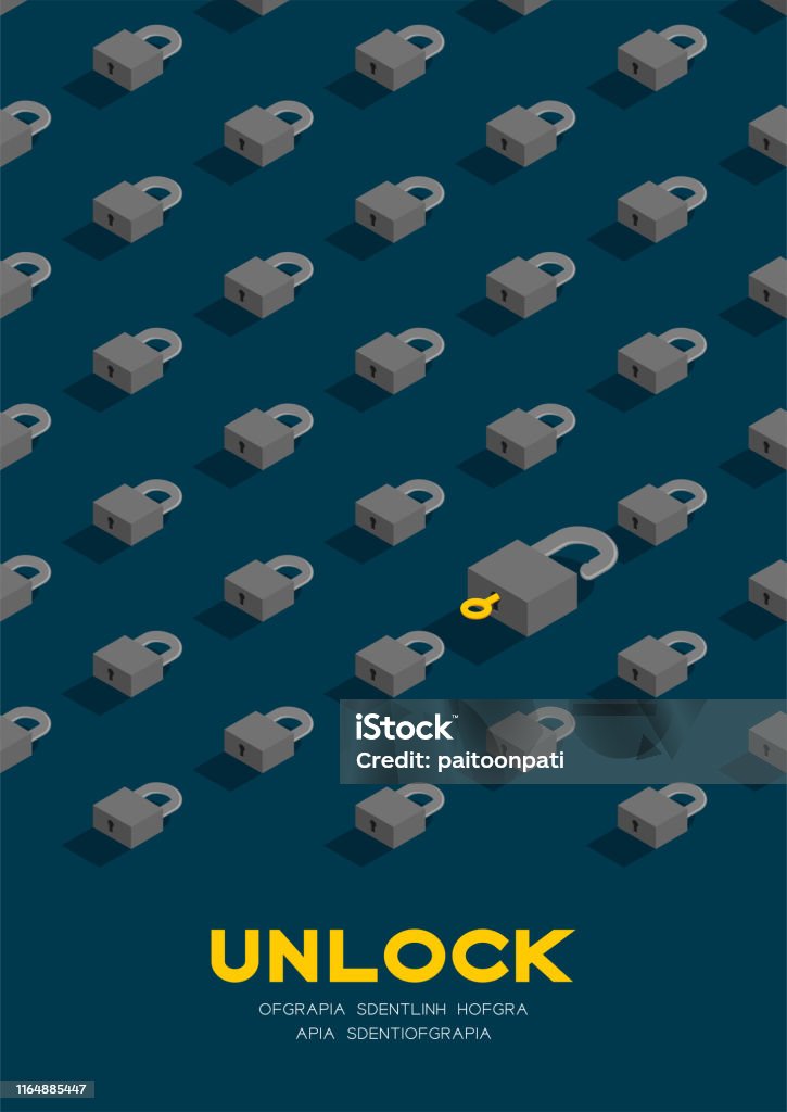 Unlocking Design Lock And Key 3d Isometric Pattern Password Unlock Concept Poster And ...