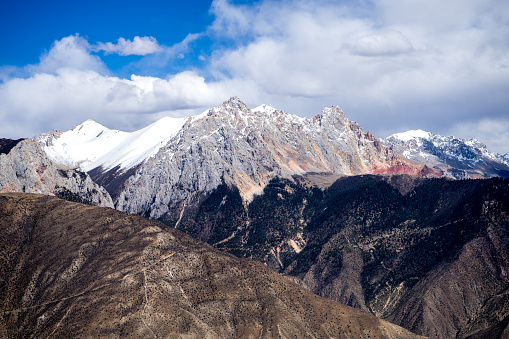 Snowy Mountains and Geological Landforms in Tibet, China