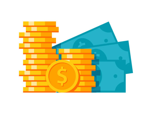 Money stylish illustration Money stylish modern illustration with coins and banknotes money bills and currency stock illustrations