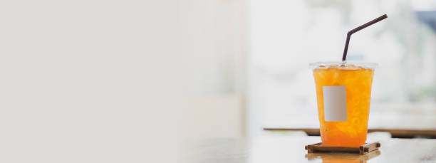 istock Banner iced lemon tea in plastic cup mockup. 1164889917