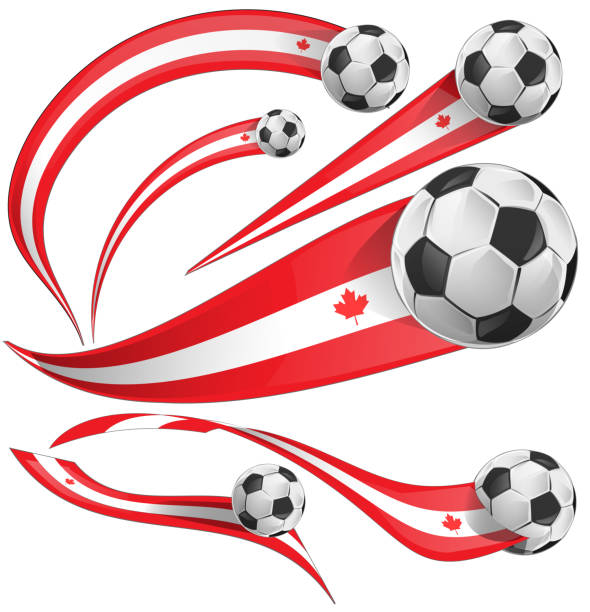 ilustraciones, imágenes clip art, dibujos animados e iconos de stock de bandera de canadá con pelota de fútbol. vector - canadian football