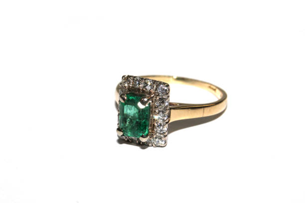 istock Close Up of a Expensive Diamond Ring On White Background 1164895927