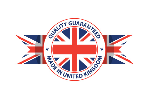 Made in U.K. quality stamp. Union Jack. Great Britain. Vector illustration