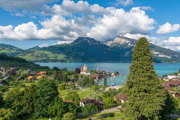 istock Lake Thun with townscape of Spiez 1164899665