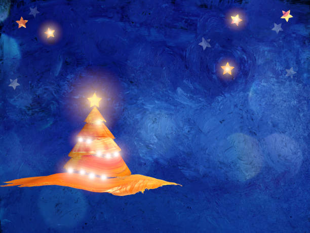 istock Painted Christmas tree with Christmas lights. 1164902682