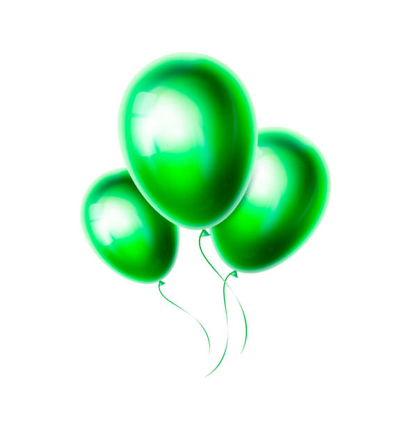 istock Green balloons bunch and group isolated on white background. Realistic object for birthday party, holiday celebration. Glossy and shiny ballon for decoration. Vector illustration. EPS10 1164902839