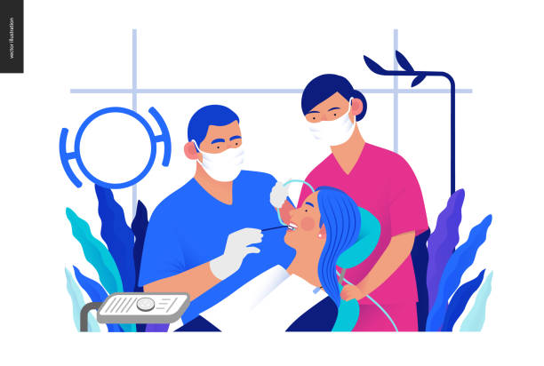 stockillustraties, clipart, cartoons en iconen met medische verzekeringen template-routine tandheelkundige check-ups - tandheelkundige gezondheid illustraties