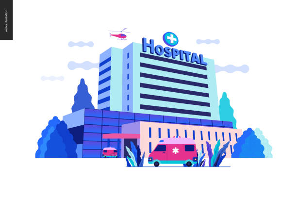 шаблон медицинского страхования - больница - hospital stock illustrations