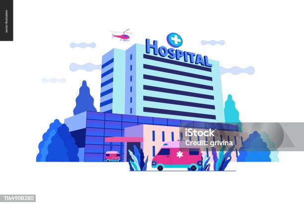 Medical Insurance Template Hospital Stock Illustration - Download Image Now - Hospital, Building Exterior, Construction Industry