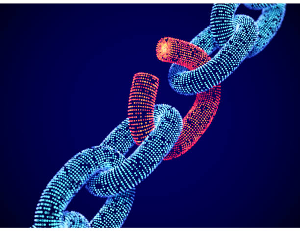 gebrochenes kettenglied. das konzept der datenschutztechnologie. - schwäche stock-grafiken, -clipart, -cartoons und -symbole