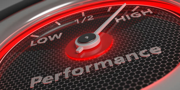High performance. Car gauge closeup. 3d illustration Performing high concept. Car gauge measure engine high performance close up. 3d illustration performance assessment stock pictures, royalty-free photos & images