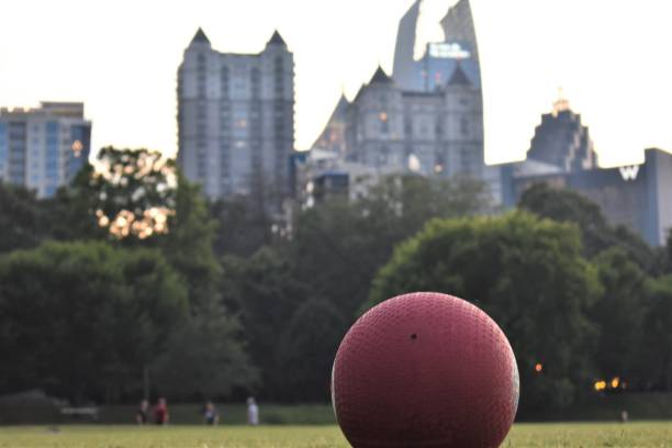 una palla sul campo d'erba - piedmont park foto e immagini stock