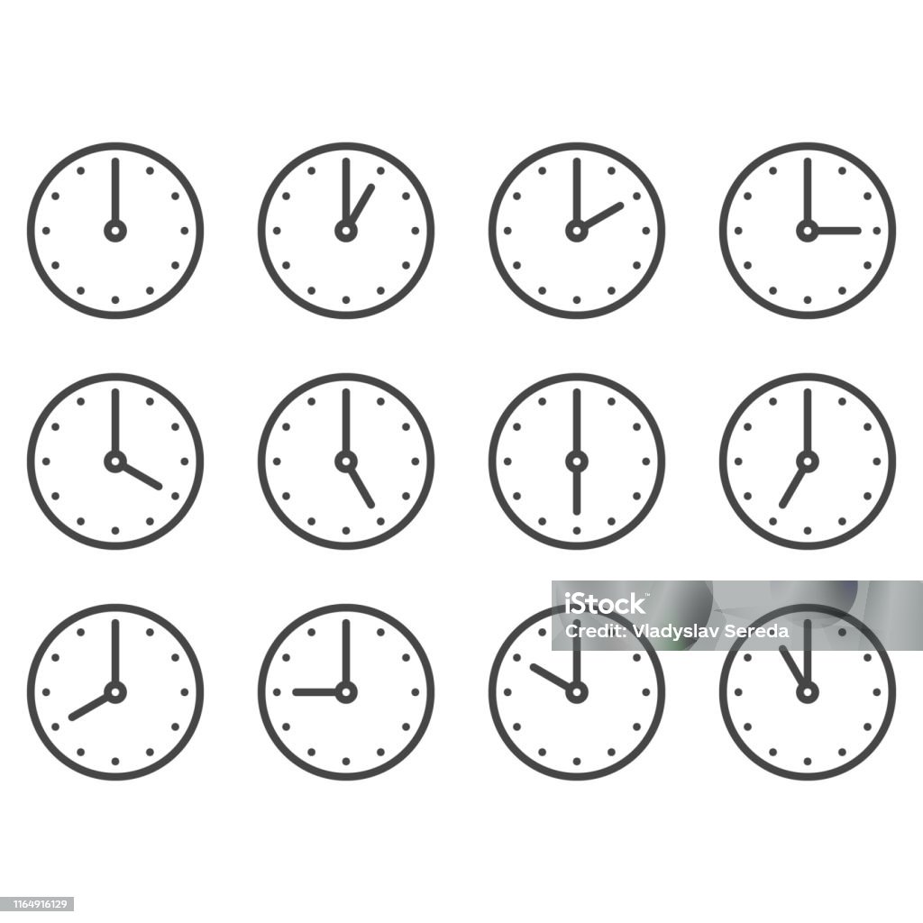 Her saat için duvar saatleri seti - Royalty-free Saat türleri Vector Art