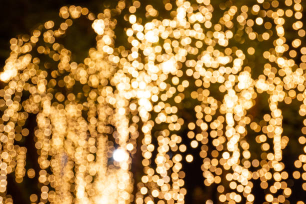 istock Blur - bokeh Decorative outdoor string lights hanging on tree in the garden at night time 1164917251
