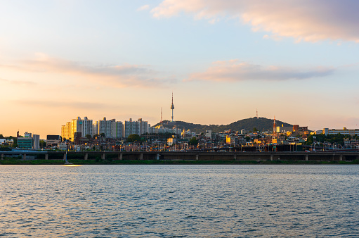 Sunset at Han river in Seoul City,South Korea