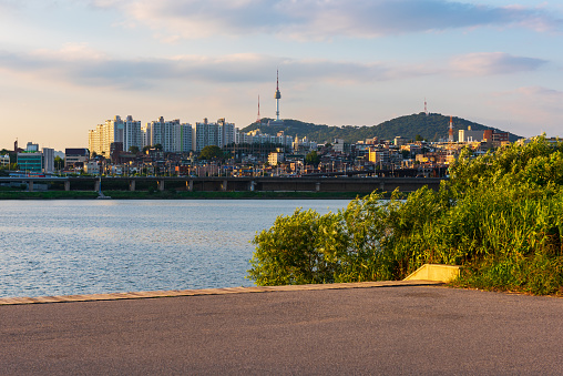 Sunset at Han river in Seoul City,South Korea