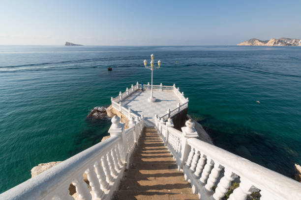 Benidorm balcon del Mediterraneo and sea from white balustrade Alicante Spain