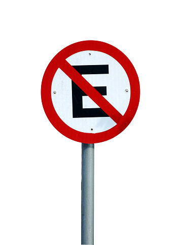 No parking sign isolated on white background. Brazilian traffic sign.