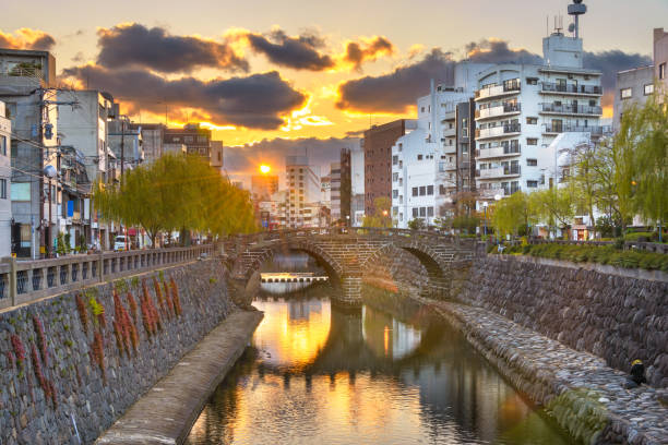 istock Nagasaki Japan Bridge at Sunset 1164924197
