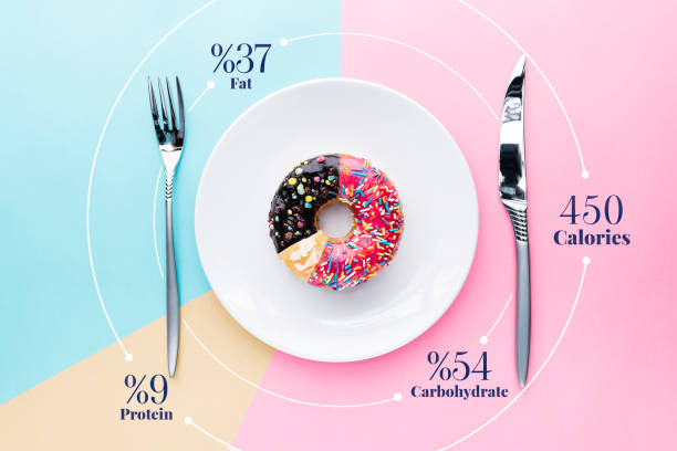 donut dieting - gesunde ernährung - gesunder lebensstil - schneiden grafiken stock-fotos und bilder